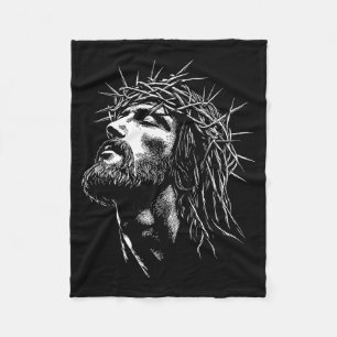 Jesus Christ With Crown Of Ns Jesus Graphic  Fleece Blanket