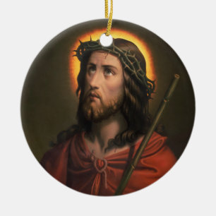 Jesus Christ with Crown of Thorns Ceramic Ornament