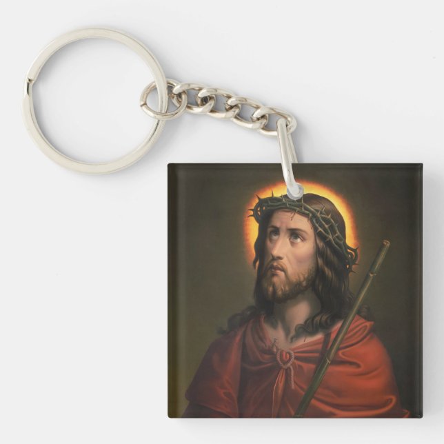 Jesus Christ with Crown of Thorns Keychain (Front)