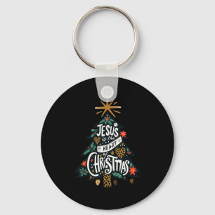 Jesus Christian Christmas Tree Men Women Kids Xmas Keychain