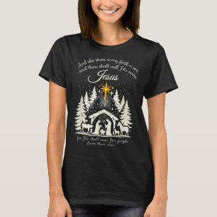 Jesus Christian Christmas Xmas Tree Family Pajamas T-Shirt