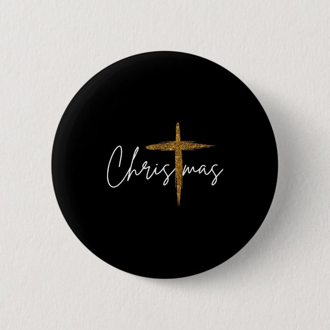 Jesus Christian Cross Merry Christmas Pajamas Fami 2 Inch Round Button (Front)