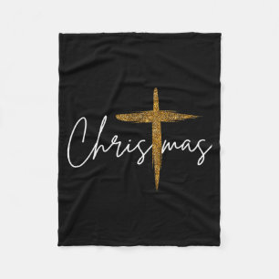 Jesus Christian Cross Merry Christmas Pajamas Fami Fleece Blanket