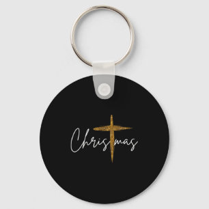 Jesus Christian Cross Merry Christmas Pajamas Fami Keychain