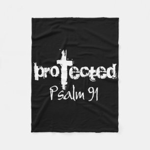 Jesus Christian Design - God Protected Psalm 91 Bi Fleece Blanket