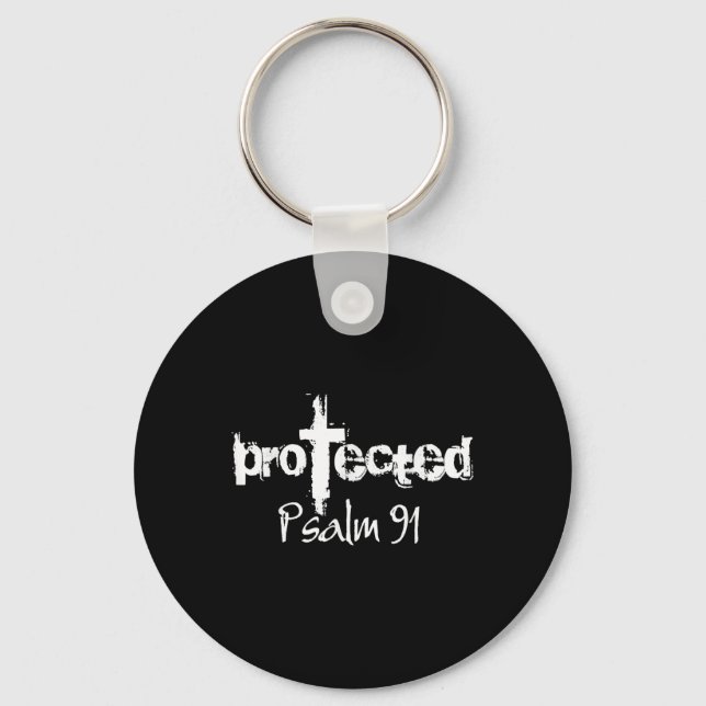 Jesus Christian Design - God Protected Psalm 91 Bi Keychain (Front)
