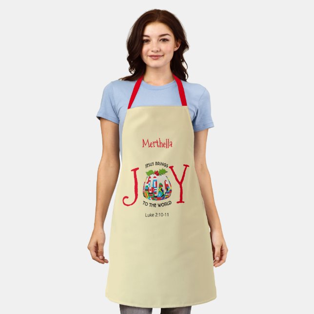 JESUS | Christian | JOY TO THE WORLD | Christmas Apron (Worn)
