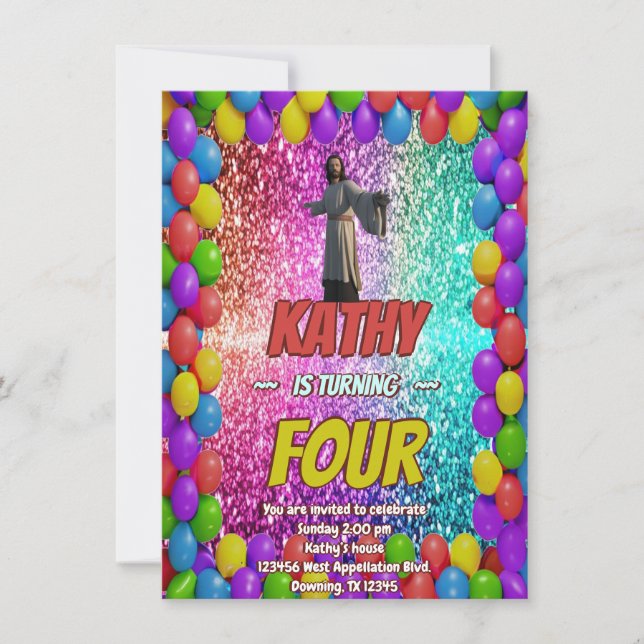 Jesus Christian Religious Faith birthday invite (Front)