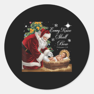 Jesus Christian Santa Christmas Xmas Every Knee Sh Classic Round Sticker