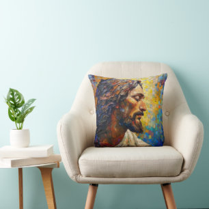 Jesus Christianity Neo-Impressionism Throw Pillow