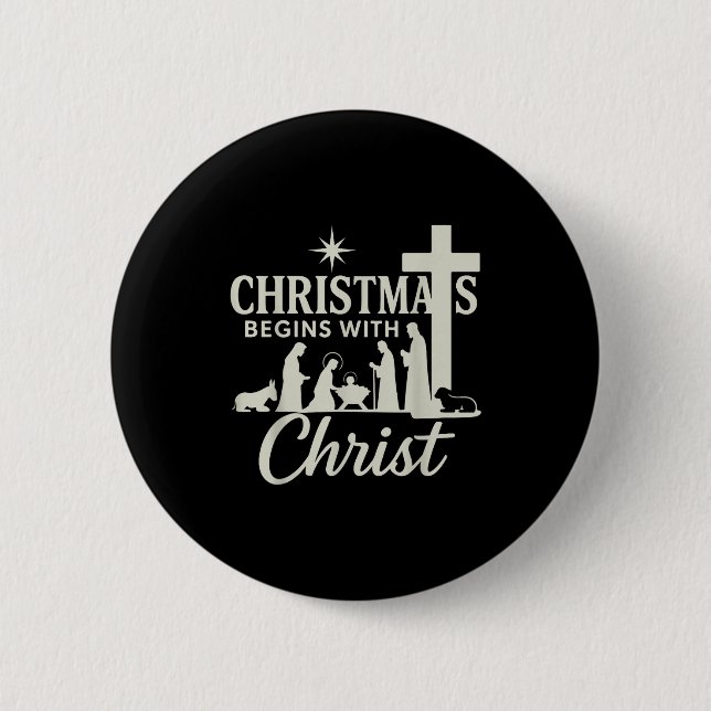 Jesus Christmas Begins With Christ Pjs Pajamas Tod 2 Inch Round Button (Front)