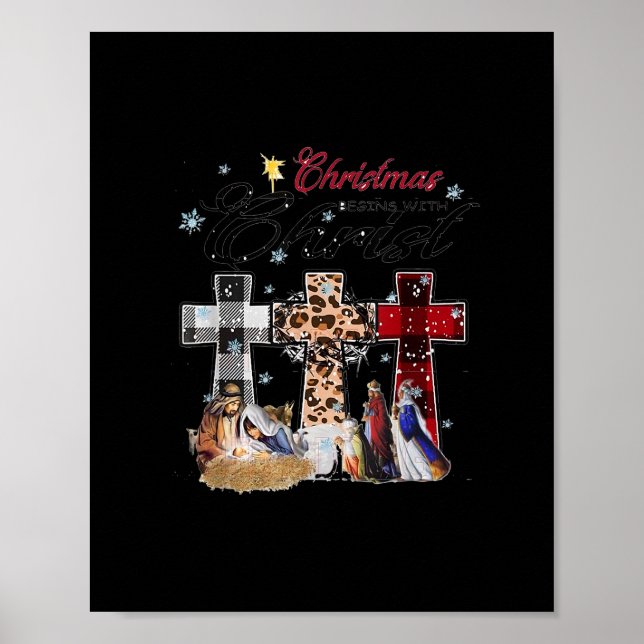 Jesus Christmas Begins with Christian Leopard Poster (Front)