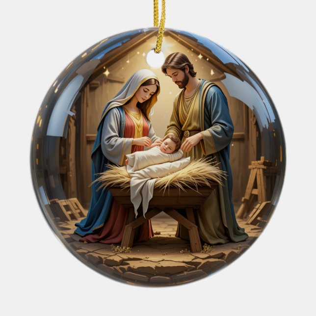 Jesus Christmas Ornament – Ceramic Holiday Decor (Front)