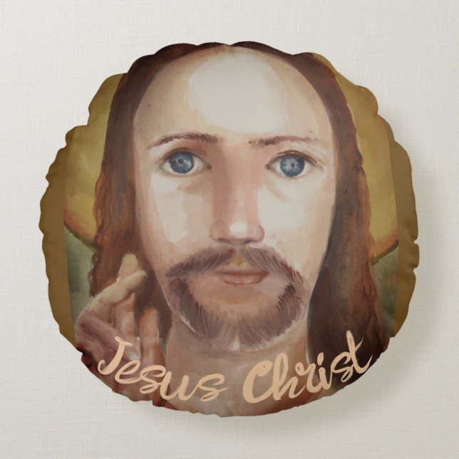 Jesus Christ's Portrait Round Pillow (Front)