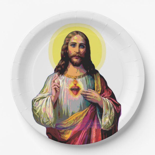 Jesus Christus in Pop Art Style Paper Plate (Front)