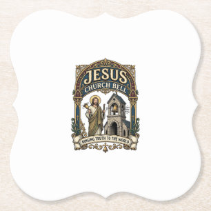 Jesus Church Bell Jesus Church Bell Christian Fait Paper Coaster