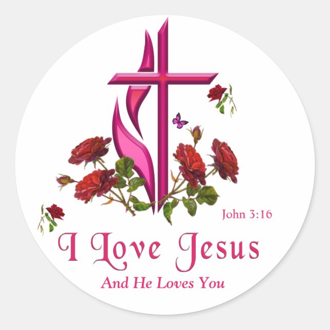 Jesus  classic round sticker (Front)