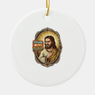 Jesus Cloud Storage Full Warning Paywall Tech Humo Ceramic Ornament