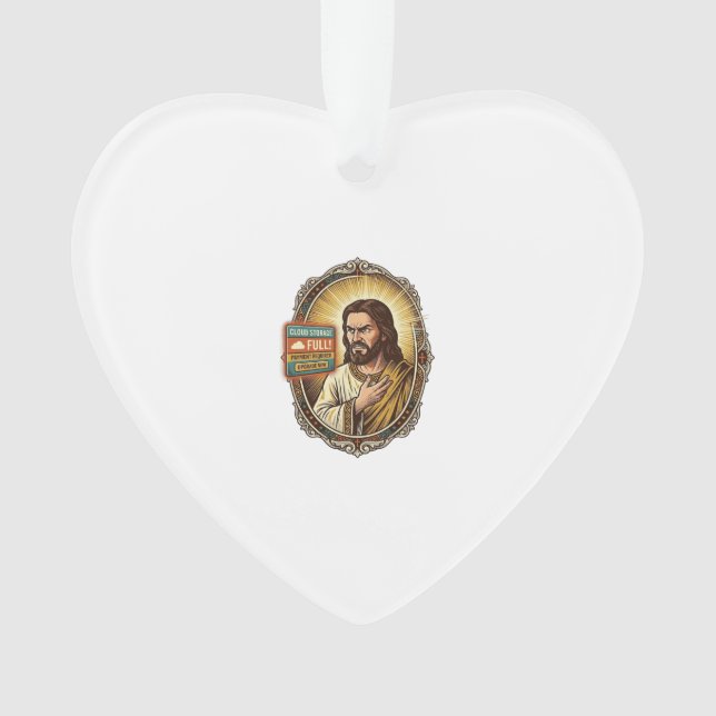 Jesus Cloud Storage Full Warning Paywall Tech Humo Ornament (Front)