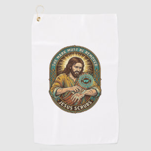 Jesus Club Hand Stamp Wont Wash Off Morning Humor_ Golf Towel