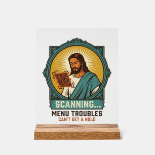 Jésus Code QR flou ne scannera pas Menu Humour Tec