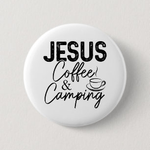 Jesus Coffee And Camping Christian Camper Nature L 2 Inch Round Button