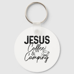 Jesus Coffee And Camping Christian Camper Nature L Keychain