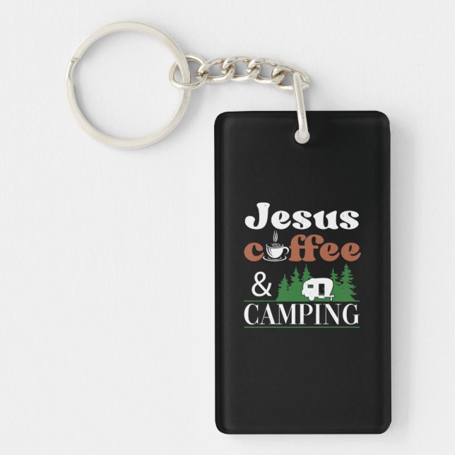 Jesus Coffee & Camping Rv Trailer Keychain (Front)
