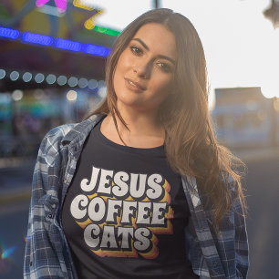 JESUS COFFEE CATS CHRISTIAN T-SHIRTS