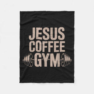Jesus Coffee Gym Funny Christian Workout Barbell C Fleece Blanket