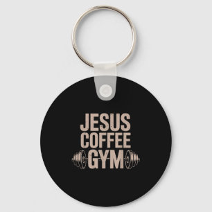 Jesus Coffee Gym Funny Christian Workout Barbell C Keychain