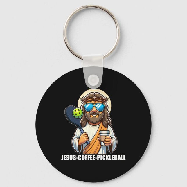 Jesus Coffee Picklenall Funny Christian Picklell L Keychain (Front)
