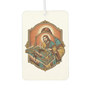 Jesus Coffee Spill Mechanical Keyboard Broken Tech Air Freshener