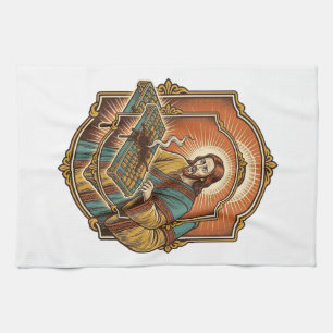 Jesus Coffee Spill Mechanical Keyboard Broken Tech Kitchen Towel