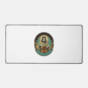 Jesus Coffee Stain Pants Before Meeting Office Wor Desk Mat