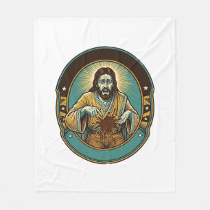 Jesus Coffee Stain Pants Before Meeting Office Wor Fleece Blanket
