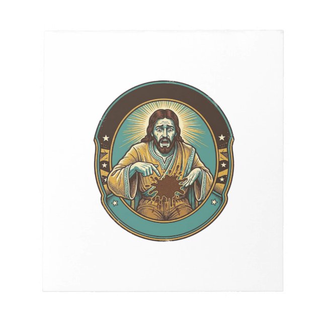 Jesus Coffee Stain Pants Before Meeting Office Wor Notepad (Front)