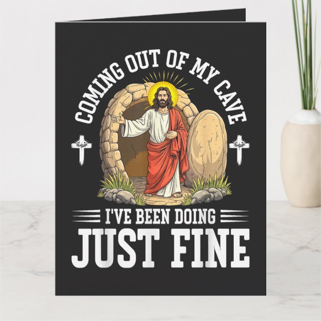 Jesus Coming Out Of My Cave Card (Front)