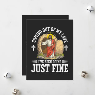 Jesus Coming Out Of My Cave Holiday Card