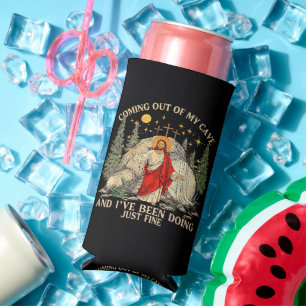 Jesus Coming Out of My Cave Seltzer Can Cooler