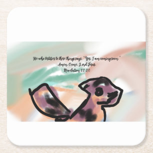 jesus coming  square paper coaster