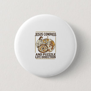Jesus Compass And Puzzle Life Direction Jesus Comp 2 Inch Round Button