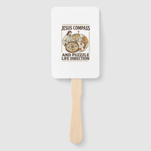 Jesus Compass And Puzzle Life Direction Jesus Comp Hand Fan