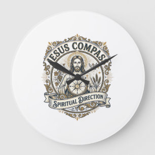Jesus Compass Spiritual Direction Jesus Compass Sp Large Clock