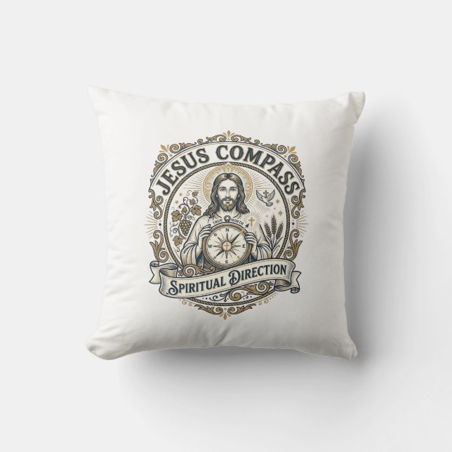 Jesus Compass Spiritual Direction Jesus Compass Sp Throw Pillow (Front)
