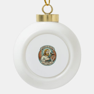 Jesus Completely Burnt Black Hot Dog BBQ Humor_1 Ceramic Ball Christmas Ornament