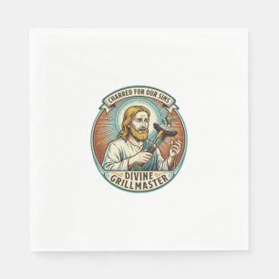 Jesus Completely Burnt Black Hot Dog BBQ Humor_1 Napkin