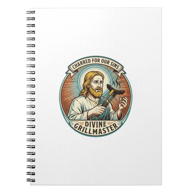 Jesus Completely Burnt Black Hot Dog BBQ Humor_1 Notebook (Front)