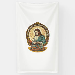 Jesus Completely Deflated Flat Yoga Ball Gym Humor Banner