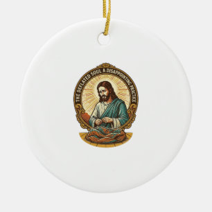 Jesus Completely Deflated Flat Yoga Ball Gym Humou Ceramic Ornament